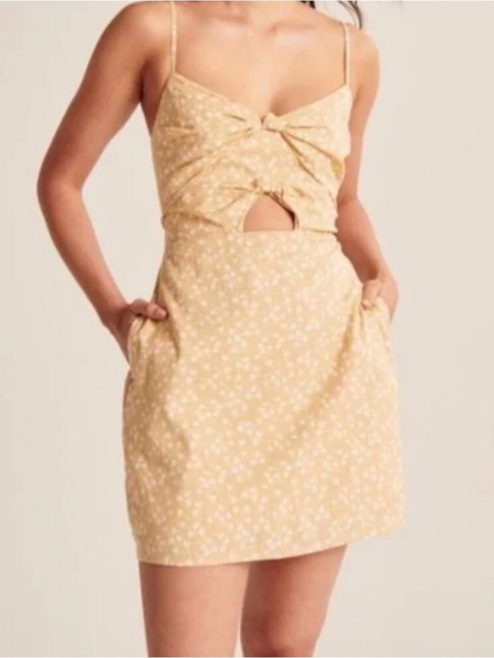 NWT Abercrombie and Fitch Yellow Floral Front Twist Dress